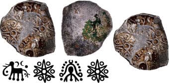 Punch Marked Coin, Vidarbha Janapada (600-300 BC), Silver 1/2 Karshapana, Archaic period, ABCC type, Obv: four punches...