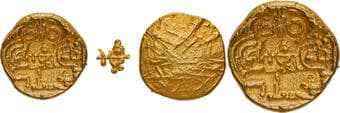 Chola Dynasty, Kanda Gopalan (11-12 Century AD), Punch Marked Gold Gadyana, Lord Krishna Playing Flute Type, Scyphate,...