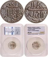 Akbar (AH 963-1014 /1556-1605 AD), Ahmadabad Mint, Silver Rupee, Month Isfandarmuz (Pisces), Elahi 4X, Obv: Arabic...