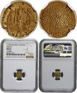 Indo-Dutch, Negapatnam Mint, Gold Pagoda, Obv: figure of Lord Venkateswara standing facing front with lazy "J", Rev:...