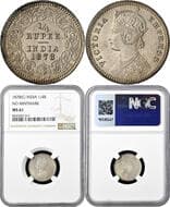 1878, Victoria Empress, Silver ¼ Rupee, Calcutta Mint, C/II/no mm, re-engraved year '1878', (PR # 383/GK # 673), ghost...