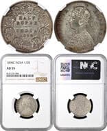1898, Victoria Empress, Silver ½ Rupee, Calcutta Mint, A/I/C incused, (PR # 281/GK # 661), nice toning, strong...