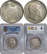 1909, King Edward VII, Silver Rupee, Calcutta Mint, no mm, dot on the left stem, die rotation around 1 'o clock, (PR #...