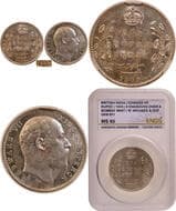 1909 (9 over 8), King Edward VII, Silver Rupee, Bombay Mint, traces of numeral '8' seen behind last numeral '9', B...