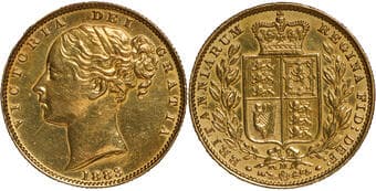 Australia, Queen Victoria, Gold Sovereign, 1883, Melbourne Mint, Obv: Victoria's young head facing to left, W. W. on...