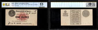 British India, 1917, King George V, 1 Rupee, Universalised Circle, Signed by A.C. McWatters, X Prefix, S. No. X33...