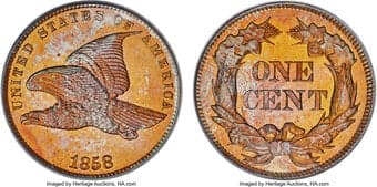 Proof Flying Eagle Cents 1858 1C Small Letters PR64 PCGS. Snow-PR1. The 1858 Small Letters proof mintage is estimated...