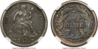 Seated Dimes 1874-CC 10C Arrows, F-101, R.4 -- Improperly Cleaned -- NGC Details. AU. The 1874-CC Seated Liberty dime...