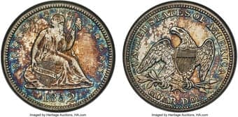 Seated Quarters 1852-O 25C MS61 ANACS. Briggs 2-B. The mintmark is slightly left of center and does not touch the...