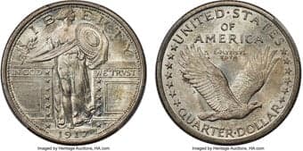 Standing Liberty Quarters 1917 25C Type One MS67+ Full Head PCGS. CAC. The Type One design was only produced for two...
