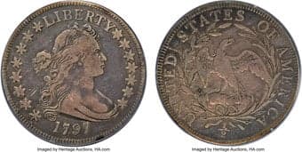 Early Half Dollars 1797 50C O-101a, T-1, High R.4, VF20 PCGS. Amato Unlisted. Tompkins Die State 3/4. The 1796 and 1797...