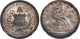 Confederate States of America 1861 50C Scott CSA Restrike, Breen-8002, Bertram-B861-267, AU58 NGC. In 1879,...