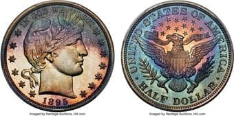 Proof Barber Half Dollars 1895 50C PR68+ Cameo PCGS. CAC. JD-1, R.3. Ex: Simpson. Proofs bearing the 1895 date enjoy a...