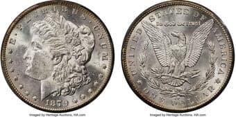 Morgan Dollars 1879-CC $1 MS62 PCGS. CAC. VAM-5. Radiant cartwheel luster gives this gorgeous Carson City dollar a...