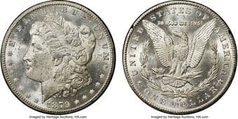 GSA Dollars 1879-CC $1 GSA MS62 NGC. CAC. VAM-5. Carson City struck 756,000 Morgan dollars in 1879, but Old West...