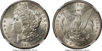 Morgan Dollars 1884-S $1 MS61 NGC. Brilliant, strongly detailed surfaces exhibit cartwheel luster. Marks and hairlines...