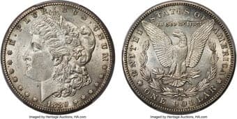 Morgan Dollars 1889-CC $1 AU58 PCGS. VAM-5. After a four-year closure, the Carson City Mint reopened its doors, though...