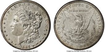Morgan Dollars 1889-CC $1 MS61 ANACS. VAM-3. CC Tilted Left. One of nine VAM varieties listed for the key-date 1889-CC...