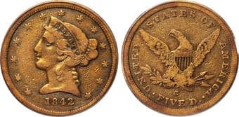 Liberty Half Eagles 1842-C $5 Small Date VF20 PCGS. Winter-1. Nearly 20 years ago, U.S. gold authority Doug Winter...