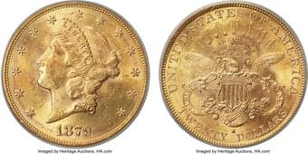 Liberty Double Eagles 1879-S $20 MS63 PCGS. In grades up to MS62, the 1879-S double eagle is readily available from its...
