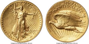 High Relief Double Eagles 1907 $20 High Relief, Wire Rim -- Altered Surfaces -- PCGS Genuine. AU Details. Most...
