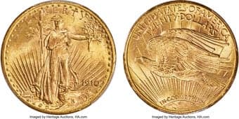 Saint-Gaudens Double Eagles 1910-S $20 MS65 PCGS. The 1910-S double eagle is scarce in Gem condition and rare any...