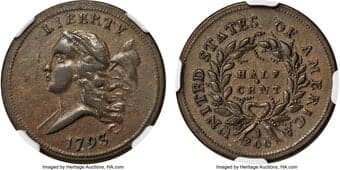 Half Cents 1793 1/2 C C-2, B-2, R.3 -- Obverse Scratched -- NGC Details. XF. The 1793 C-2 half cent variety shares the...