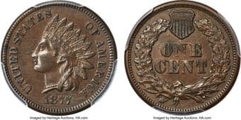 Indian Cents 1877 1C AU53 PCGS. CAC. Snow-2. Little introduction is needed for the 1877 Indian cent, the key date of...