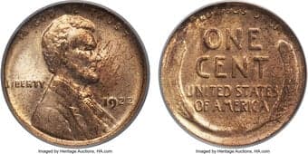 Lincoln Cents 1922 1C No D, Weak Reverse, MS63 Red and Brown PCGS. Die Pair 3. Soft copper-red luster graces this...