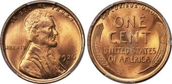 Lincoln Cents 1926 1C MS67 Red PCGS. CAC. Brilliant orange-red luster envelops this piece while a small spot of patina...