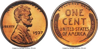 Proof Lincoln Cents 1937 1C PR66+ Red Cameo PCGS. CAC. Brilliant, picturesque uniform red enraptures this piece with...