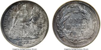 Seated Dimes 1873-CC 10C Arrows, F-101, R.4 -- Environmental Damage -- NCS. XF Details. Although the unique No Arrows...