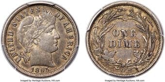Barber Dimes 1895-O 10C AU50 PCGS. The 1895-O has the smallest mintage of the Barber dime design with just 440,000...