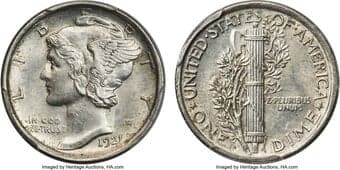 Mercury Dimes 1921-D 10C MS62 Full Bands PCGS. As the post-War U. S. economy sputtered, the significant coinage minted...