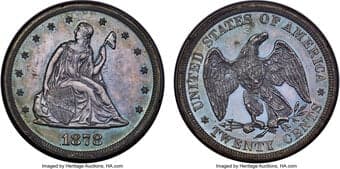 Proof Twenty Cent Pieces 1878 20C PR63 PCGS. CAC. BF-1, R.3. The 1878 proof issue is the second scarcest of the short...