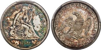 Seated Quarters 1862 25C MS65 PCGS. Although some 932,000 Seated Liberty quarters were struck in 1862, the date is...
