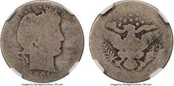Barber Quarters 1901-S 25C Fair 2 NGC. While the 1901-S issue is the second lowest mintage of the series at 72,664...