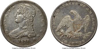 Reeded Edge Half Dollars 1836 50C Reeded Edge, GR-1, R.2, VF35 PCGS. The Reeded Edge half dollar had a rather paltry...