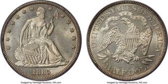 Seated Half Dollars 1885 50C WB-101 MS63 PCGS. The 1885 Seated Liberty issue belongs to a long eleven year run in which...