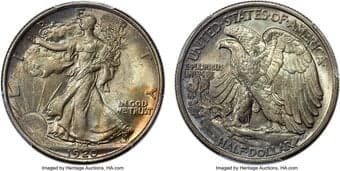 Walking Liberty Half Dollars 1920 50C MS65 PCGS. This 1920 half dollar displays a bold strike with a blend of orange...