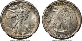 Walking Liberty Half Dollars 1934-S 50C MS66 NGC. Despite an adequate mintage of more than 3.6 million pieces, the...