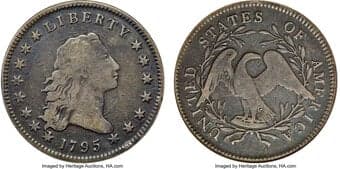 Early Dollars 1795 $1 Flowing Hair, Two Leaves, B-9, BB-13, R.4, Fine 15 NGC. Bowers Die State I. The 9x8 berry...