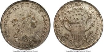 Early Dollars 1799/8 $1 15 Stars Reverse, B-3, BB-141, R.3 -- Reverse Scratched -- NCS Details. AU. Bowers Die State...