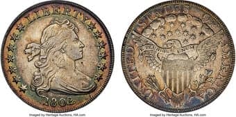 Early Dollars 1802/1 $1 Narrow Date, B-4, BB-232, R.3, AU50 ANACS. Bowers Die State II. This variety is readily...