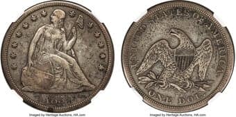 Seated Dollars 1854 $1 XF40 NGC. OC-1, High R.3. Osburn-Cushing Die State b/b. The 1854 Seated dollar, from a mintage...