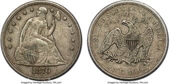 Seated Dollars 1870-CC $1 XF40 PCGS. OC-7, R.5. Osburn-Cushing Die State a/a. The inaugural 1870-CC Seated dollar...