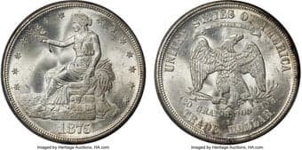 Trade Dollars 1875-S T$1 Type One Reverse MS64 PCGS. CAC. Large S. The 1875-S Type One includes a berry below the...
