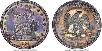 Proof Trade Dollars 1881 T$1 PR65 NGC. The proof mintage of 960 Trade dollars in 1881 was one of just three proof-only...