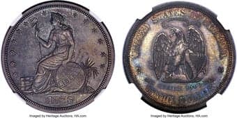 Patterns 1873 T$1 Trade Dollar, Judd-1293, Pollock-1435, R.4, PR60 NGC. The obverse design is similar to the issued...