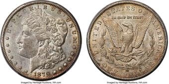 Morgan Dollars 1879-CC $1 Capped Die, VAM-3, AU50 PCGS. A Top 100 Variety. Large over small CC, doubled date. VAM-3...